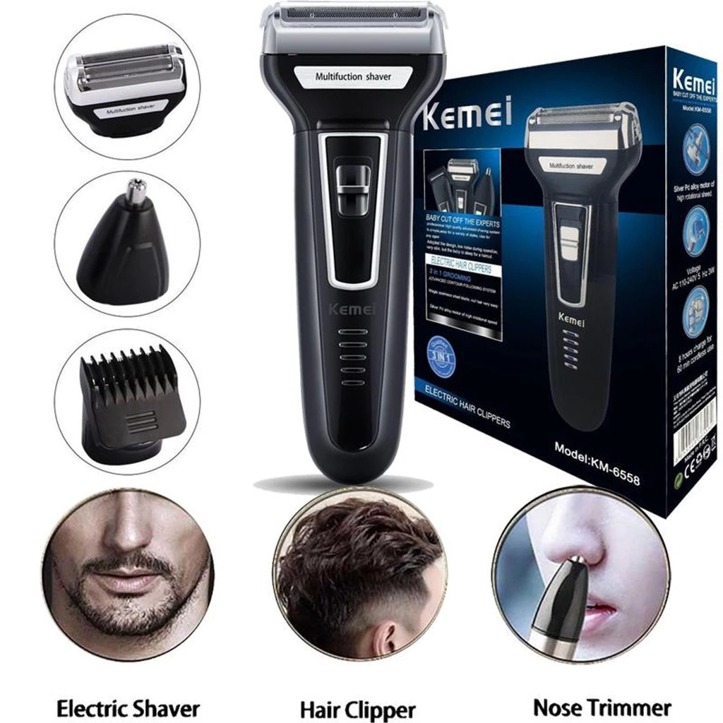 Aparador Elétrico 3 em 1 para Barba, Pelos e Nariz